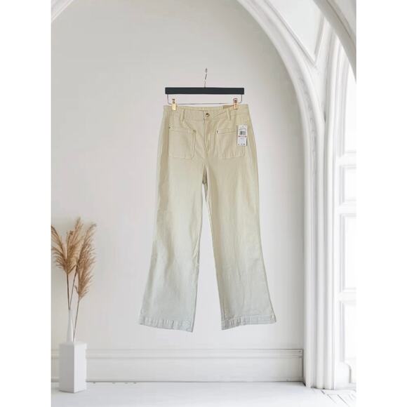 MICHAEL KORS SELMA FLARE COTTON HIGH RISE DENIM JEANS CREAM 10 - Picture 1 of 9